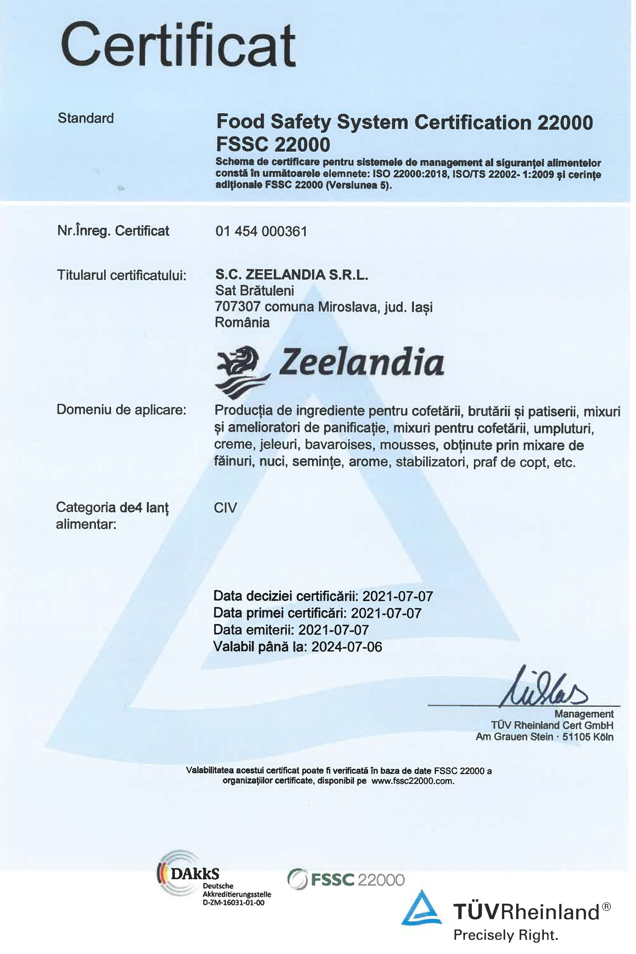 Certificat FSSC 22000