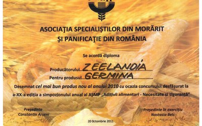 Zeelandia România primește diploma pentru valoare nutritivă sporită.